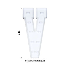 Giant LED Marquee Light Up Letter "V", White 4ft Pre-Cut Foam Board with 10 Warm White Battery Operated LEDs, Glue Gun and Sticks