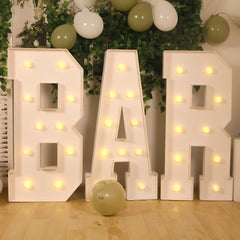 Giant LED Marquee Light Up Letter "R", White 4ft Pre-Cut Foam Board with 10 Warm White Battery Operated LEDs, Glue Gun and Sticks