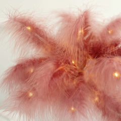 Table Lamp Feather Design Cinnamon Rose LED Battery Operated - Cordless Wedding Centerpiece 15"