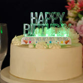 LED Cake Topper Multicolor Flashing Clear Acrylic - Perfect Happy Birthday Party Decor 5"x3"