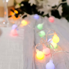 16ft Colorful Frosted 50 LED Bulb Battery Operated Fairy String Lights, Remote Included