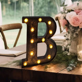 LED Marquee Letter "B" Industrial Style Antique Black - Light-Up Alphabet Sign for Weddings & Displays 9"