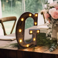 LED Marquee Letter "G" Industrial Style Antique Black - Light-Up Alphabet Sign for Weddings & Displays 9"