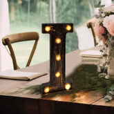 LED Marquee Letter "I" Industrial Style Antique Black - Light-Up Alphabet Sign for Weddings & Displays 9"