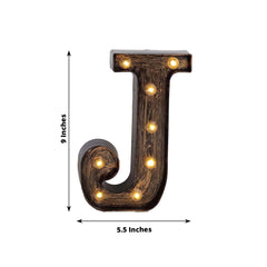 LED Marquee Letter "J" Industrial Style Antique Black - Light-Up Alphabet Sign for Weddings & Displays 9"