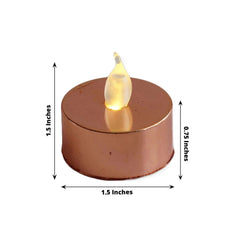 12-Pack LED Tealight Candles Rose Gold Metallic Design - Reusable Flameless Battery Operated Lights