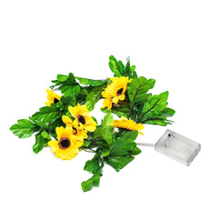 20 LED Garland Vine String Lights Sunflower Design Warm White - Battery Operated Party Accent 8ft
