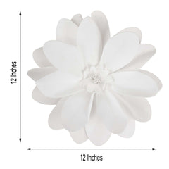4 Pack 12" White Life-Like Soft Foam Craft Dahlia Flower Heads