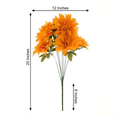 2 Bouquets 20" Orange Artificial Silk Dahlia Flower Spray Bushes