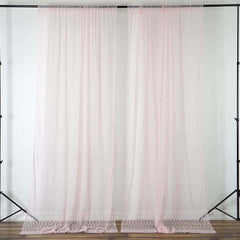 2 Pack Blush Fire Retardant Event Curtain Drapes in Sheer Floral Lace, 5ftx10ft Divider Backdrop Event Panels with Rod Pockets