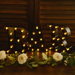 LED Marquee Letter "A" Industrial Style Antique Black - Light-Up Alphabet Sign for Weddings & Displays 9"
