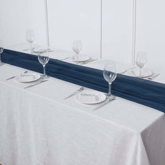 Premium Chiffon 6ft Table Runner Navy Blue - Flowy & Lightweight Table Decor