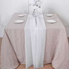Premium Chiffon 6ft Table Runner White - Chic Flowy & Lightweight Table Decor