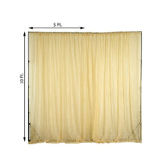 2 Pack Champagne Sheer Chiffon Event Curtain Drapes, Durable Flame Resistant Premium Organza Backdrop Event Panels With Rod Pockets - 10ftx10ft