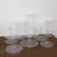 8-Tier Acrylic Cake Stand Set Clear - Sturdy & Lightweight Cupcake Holder Dessert Pedestal Centerpiece Risers in Assorted Sizes for Modern Minimalist Buffet Party Tables