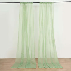 2 Pack Sage Green Sheer Chiffon Event Curtain Drapes, Durable Flame Resistant Premium Organza Backdrop Event Panels With Rod Pockets - 10ftx10ft