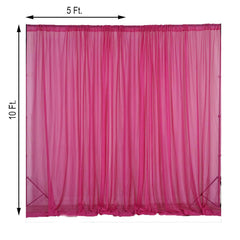 2 Pack Fuchsia Sheer Chiffon Event Curtain Drapes, Durable Flame Resistant Premium Organza Backdrop Event Panels With Rod Pockets - 10ftx10ft