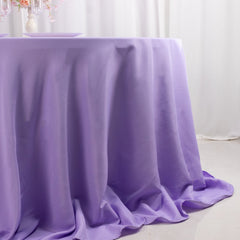 Premium Polyester 132" Round Tablecloth Lavender Lilac - Seamless 220GSM Wrinkle-Resistant Table Cover
