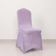 Spandex Chair Cover with Lavender Lilac Rhinestone Buckled Sash Band Blush - Stretch Fitted Slipcover