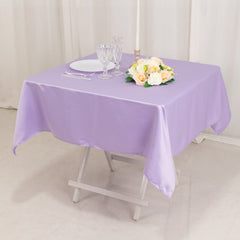 Lamour Satin 54"x54" Table Overlay Square Tablecloth Lavender Lilac - Durable & Silk-Like Table Cover