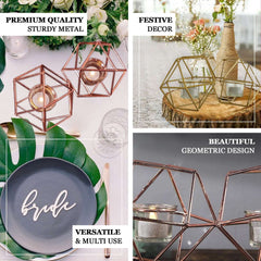 Set of Metal Candle Holders Linked Geometric Design Gold - Modern Table Decor with Votive Glass for Gatherings 11"