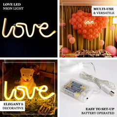 13" Love Neon Light Sign, LED Reusable Wall Decor Lights USB and Battery Operated