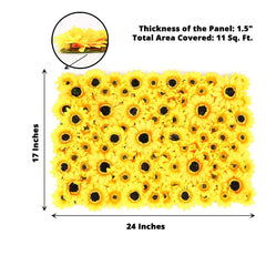 11 Sq ft. Artificial Sunflower Wall Mat Backdrop, Flower Wall Decor, Indoor Outdoor UV Protected - 4 Artificial Panels
