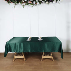 Satin Rectangular 60"x102" Tablecloth Hunter Emerald Green - Smooth and Lustrous Table Cover