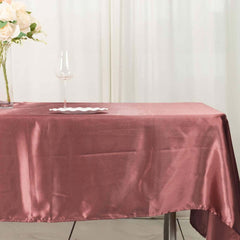 Satin Rectangular 60"x102" Tablecloth Cinnamon Rose - Smooth and Lustrous Table Cover