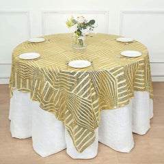 Sequin 72" Table Overlay Square Tablecloth Gold with Diamond Glitz Design - Perfect for Luxe Events