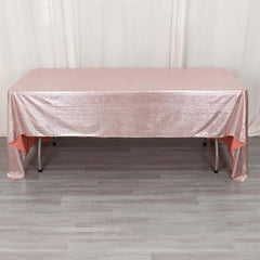 Sequin Dots Polyester 60"x126" Rectangle Tablecloth Shimmering Rose Gold - Wrinkle Free & Sparkling Table Cover