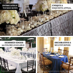 90" x 132" Apple Green Taffeta Pintuck Seamless Rectangular Tablecloth for 6 Foot Table With Floor-Length Drop