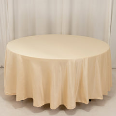 Lamour Satin 108" Round Tablecloth Beige - Durable & Silk-Like Table Cover