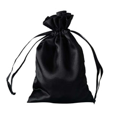 12 Pack 4"x6" Black Satin Wedding Party Favor Bags, Drawstring Pouch Gift Bags
