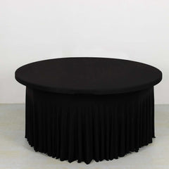 Spandex Round 5ft Table Skirt Black with Wavy Skirt-Like Effect Stylish Table Cover