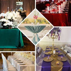 Satin Rectangular 90"x132" Tablecloth Violet Amethyst Satin - Seamless Table Cover