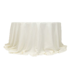Cotton Blend 132" Round Tablecloth Ivory - Seamless Wrinkle-Resistant Table Cover