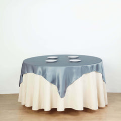 Satin 60"x60" Table Overlay Square Tablecloth Dusty Blue - Smooth Silky Touch Table Cover