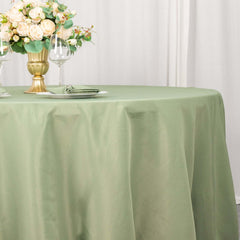 Premium Polyester 132" Round Tablecloth Dusty Sage Green - Seamless 220GSM Wrinkle-Resistant Table Cover