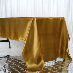 Satin Rectangular 60"x126" Tablecloth Gold - Smooth and Lustrous Finish for Weddings and Parties
