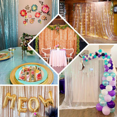 20ftx10ft Gold Chiffon Sequin Event Curtain Drapes, Dual Layer Photo Backdrop Event Panel