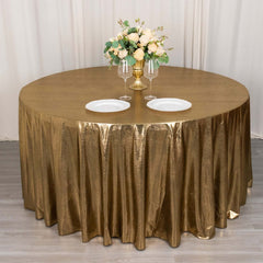 Sequin Dots Polyester Round 120" Tablecloth Antique Gold - Wrinkle Free & Sparkling Table Cover