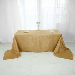 Taffeta 90"x156" Rectangle Tablecloth Gold - Seamless Accordion Crinkle Design for Stylish Celebrations