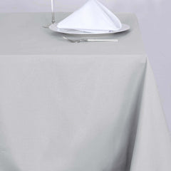 Polyester 90"x90" Table Overlay Square Tablecloth Silver - Wrinkle-Resistant & Durable Table Cover
