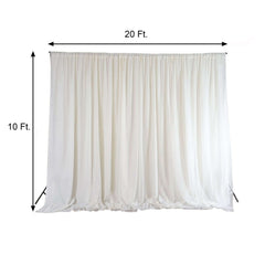 Ivory Chiffon Polyester Event Curtain Drapes, Dual Layer Divider Backdrop Event Panels with Rod Pockets - 20ftx10ft