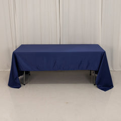 Lamour Satin 60"x126" Rectangle Tablecloth Navy Blue - Soft & Silk-Like Table Cover