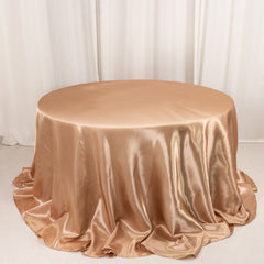 Satin 132" Round Tablecloth Nude - Stylish Seamless Table Cover