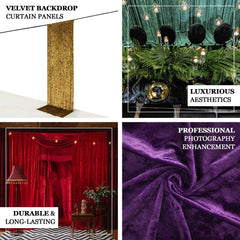5ftx12ft Purple Premium Smooth Velvet Event Curtain Drapes, Privacy Backdrop Event Panel with Rod Pocket
