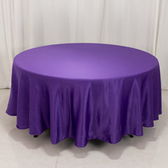 Lamour Satin 108" Round Tablecloth Purple - Durable & Silk-Like Table Cover