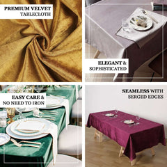 Premium Crushed Velvet 60"x102" Rectangle Tablecloth Sage Green - Reusable Soft Table Cover